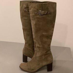 Michael Kors Tall Suede Khaki Round Toe Boot Size 9M